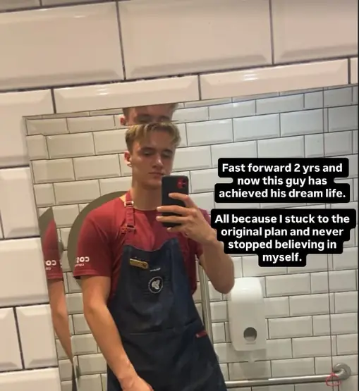 Leon in his Costa Coffee uniform