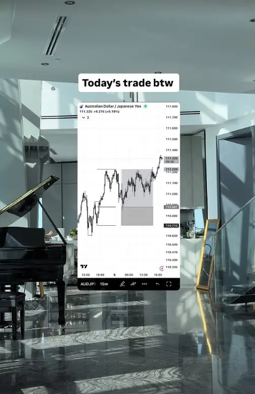 An AUD/JPY trade Leon shared on his Instagram story